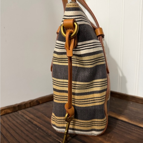 New Fossil Avondale Striped Canvas Women's Bag - Picture 4 of 7